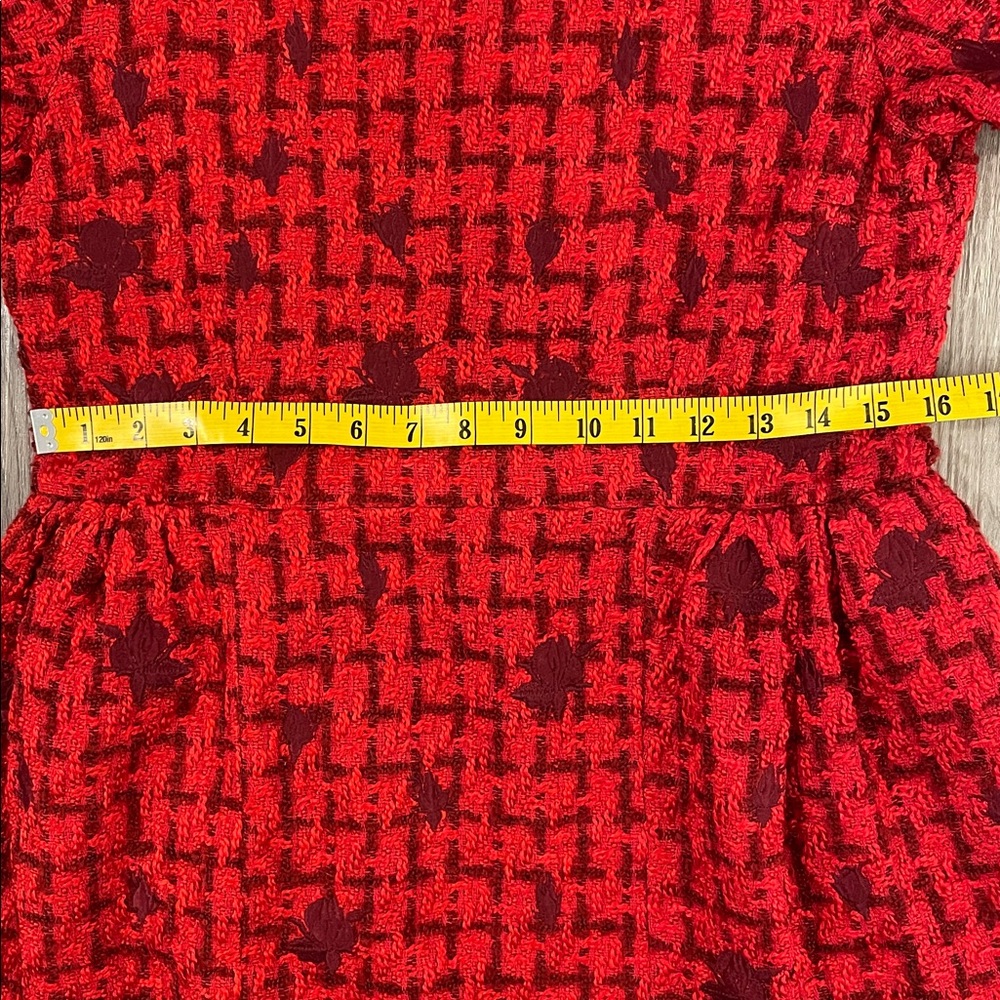 Fanm Mon Boucle Tweed Samantha Dress in Cherry Red Embroidered Medium - Picture 9 of 11
